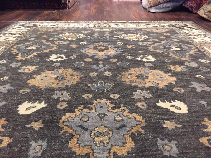 Blue Gray GenuineHand Knotted Oushak Heriz Geometric Area Rug Carpet 7’9x9’8,#73 gallery