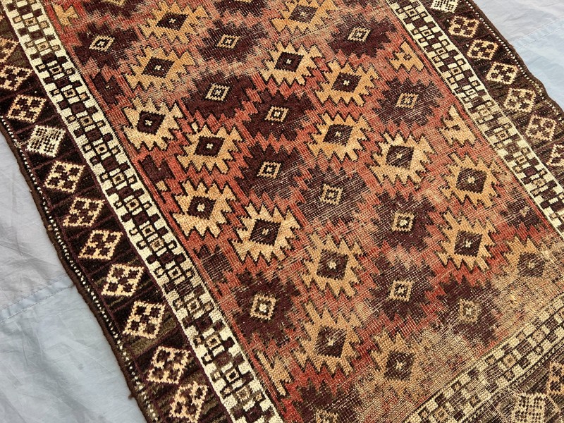 3'2 x 6'5 ft Antique Afghan Baluchi Rug Hand Knotted Wool Distressed Kitchen Rug gallery