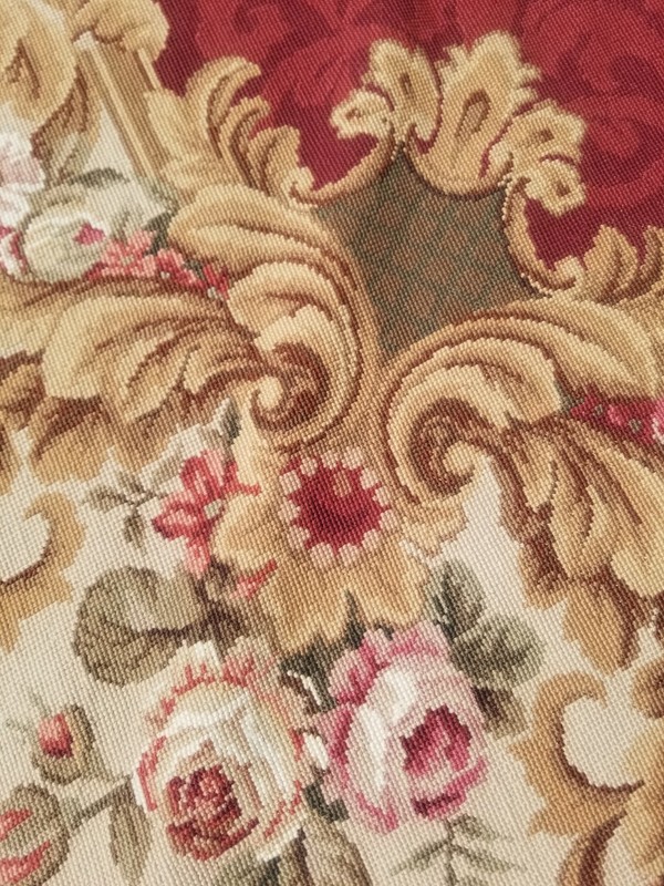 Vintage Handmade French Floral Needlepoint Wool Rug 284x220 cm gallery