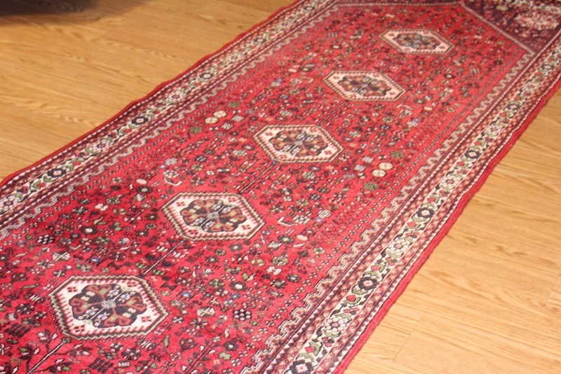 10FT. LONG HALL RUNNER RED BACKGROUND Handmade Bidjar rug Sheraz Design 3'4"x10' gallery
