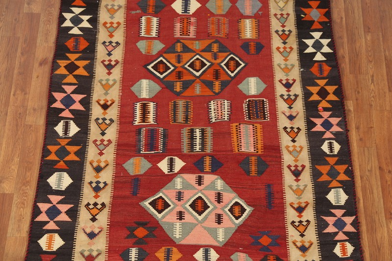 Vegetable Dye Kilim Flat-weave 19 ft Long Runner Rug Wool Reversible Carpet 4x19 gallery