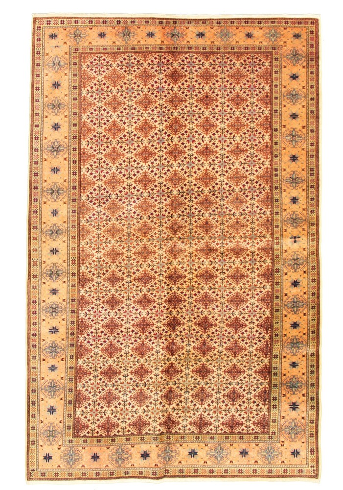 Vintage Hand-Knotted Area Rug 6'5" x 9'5" Traditional Wool Carpet