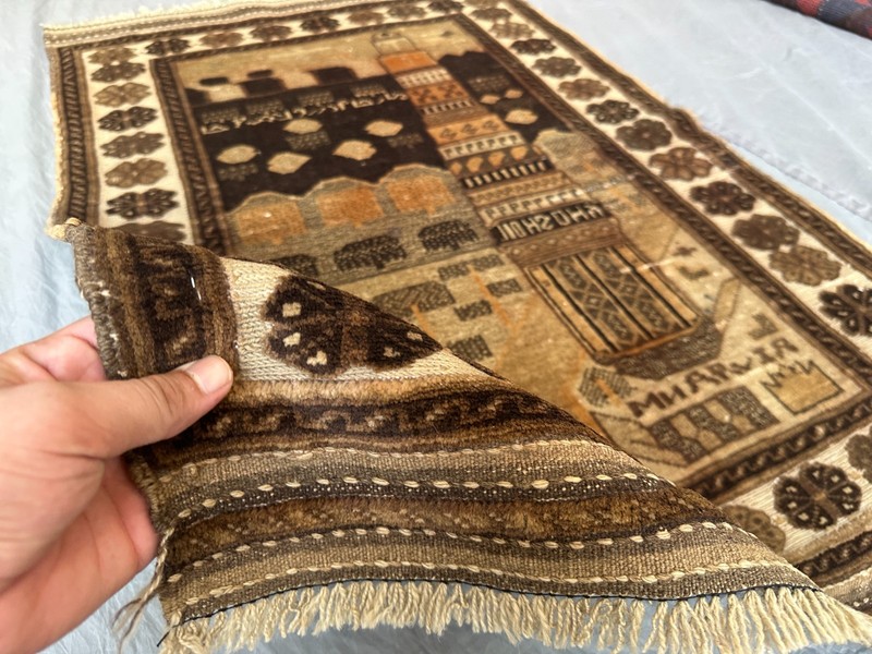 2'9 x 4'2 ft Vintage Afghan Hand Knotted Pictorial Wool Rug Oriental Rug Decor gallery