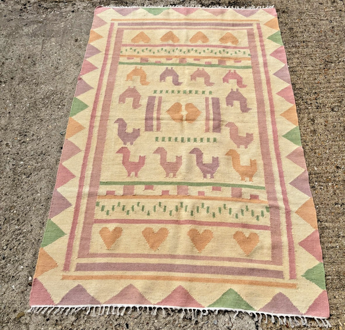 VINTAGE EUROPEAN WOOL WOVEN PICTORIAL KILIM gallery