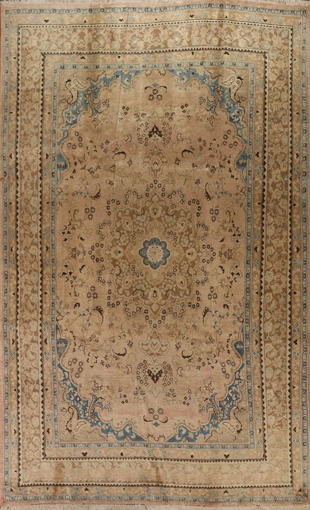 Vintage Room Size Area Rug 8x11 Wool Hand-knotted Traditional Medallion Carpet