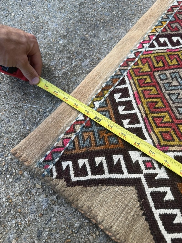 Antique Turkman Rug Kilim Soumac Bag 27” x 47" Caucasian oriental Flatweave gallery