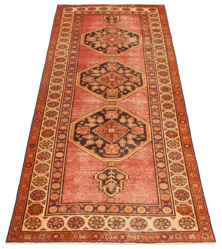Vintage Hand-knotted Runner Rug 3'9" x 10'6" Traditional Oriental Wool Carpet gallery