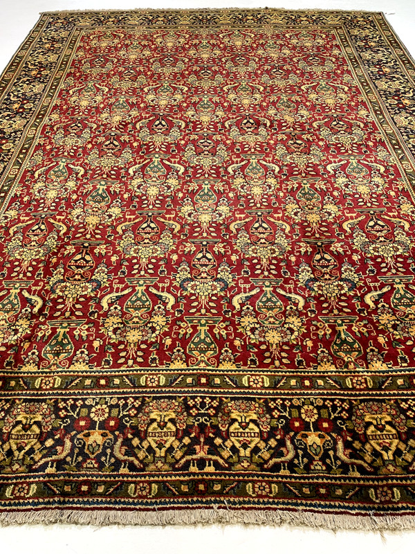 Antique Oriental Hand-Knotted Wool Area Rug Red/Navy Blue/Green 9'6" x 12'11" gallery