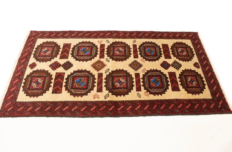 Hand-Knotted Farmhouse Oriental Rug Tribal Geometric Design Area Carpet 3X6 ft gallery