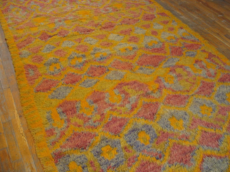 Vintage Mid Century Tribal Soft Wool Pile Hand Knotted Yellow Moroccan Berber gallery