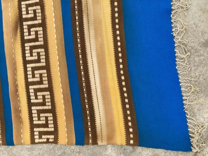 Vintage Handmade Turkish Greek Key Striped Style Wool Kilim Rug 194x116 cm gallery