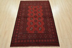 Vintage Tribal Oriental 4′ x 6′ Red Wool Traditional Hand-Knotted Area Rug