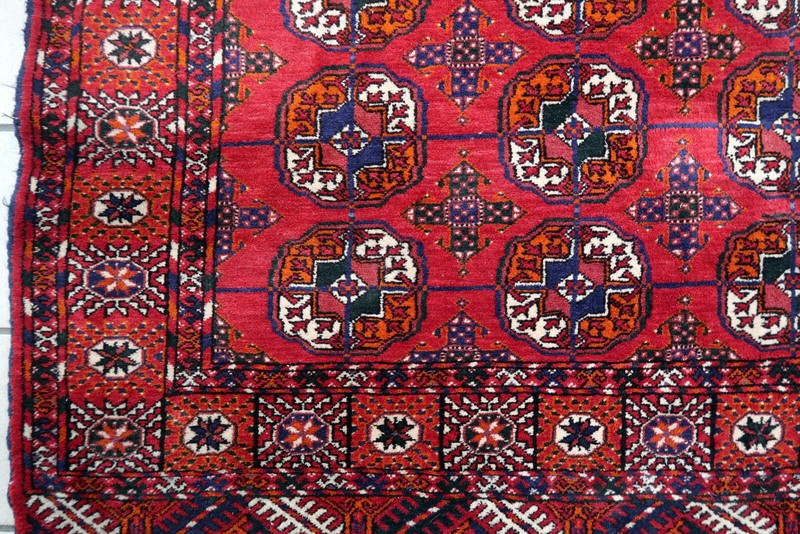Handmade vintage Turkmen Tekke rug 4.1' x 6.1' (126cm x 188cm) 1960s - 1C912 gallery