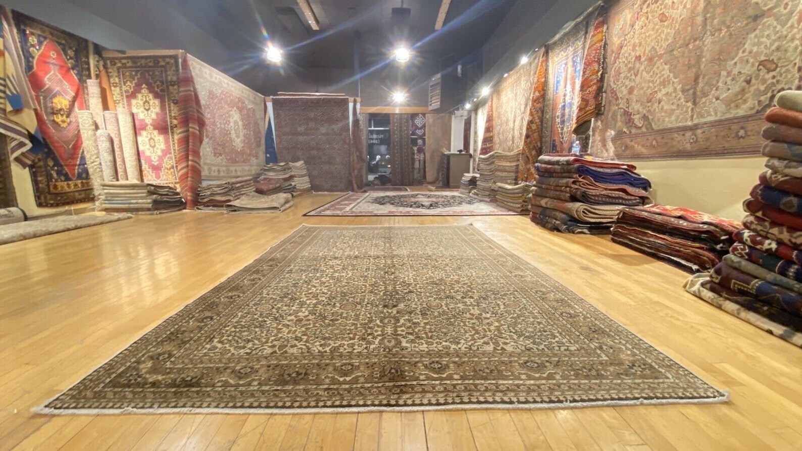 Bohemian Antique 1920-1930's Wool Pile Wool Colored Bunyan Area Rug 6’6x9’4” gallery