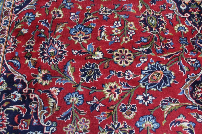 Large Handmade Oriental Keshan Rug 395 x 290 cm (13’0” x 9’6”) Floral Medallion gallery
