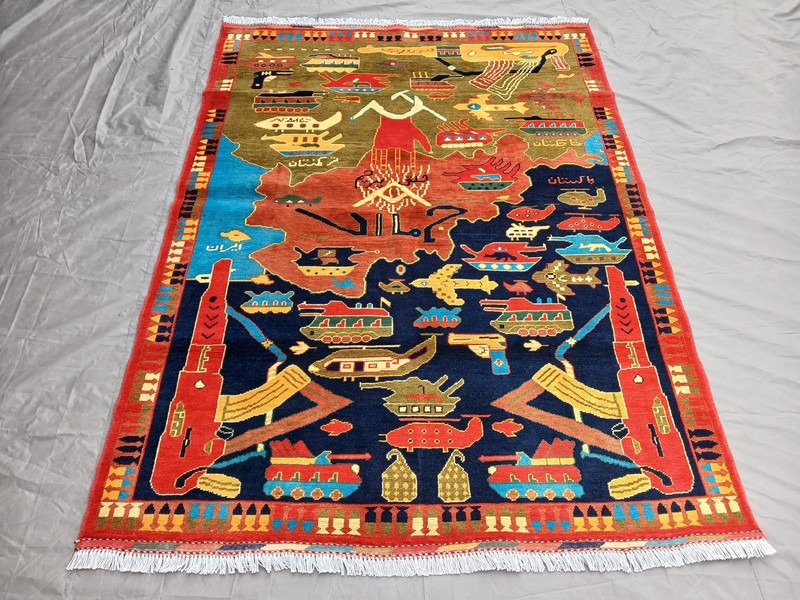 200 X 150 CCM Stunning Soviet Tank Top, Helicopter AK 47 Gun Russian War Carpet gallery