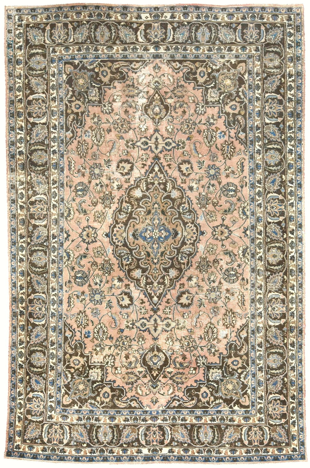 Hand-Knotted Muted Floral Semi-Antique Oriental Rug Traditional Design 6X9'5 ft gallery