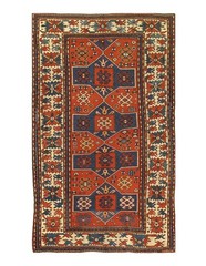 Rust Antique Hand-Knotted Russain Kazak Wool Rug 5′ 1” X 8′ 5”