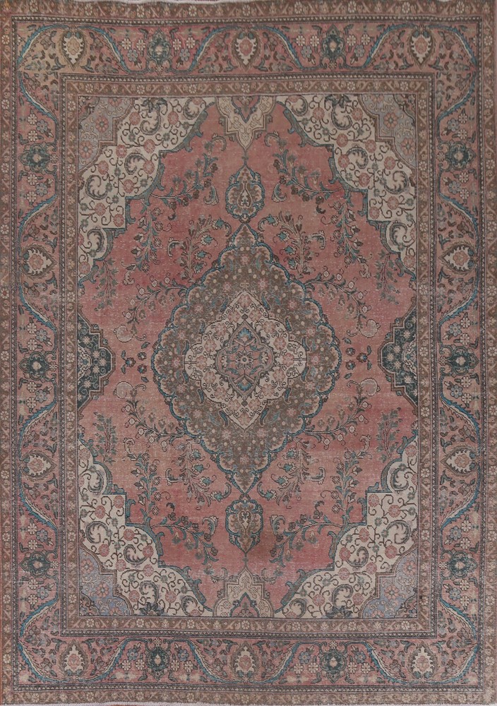 Semi-Antique Floral Traditional Oriental 10x12 Area Rug Evenly Low Pile Handmade