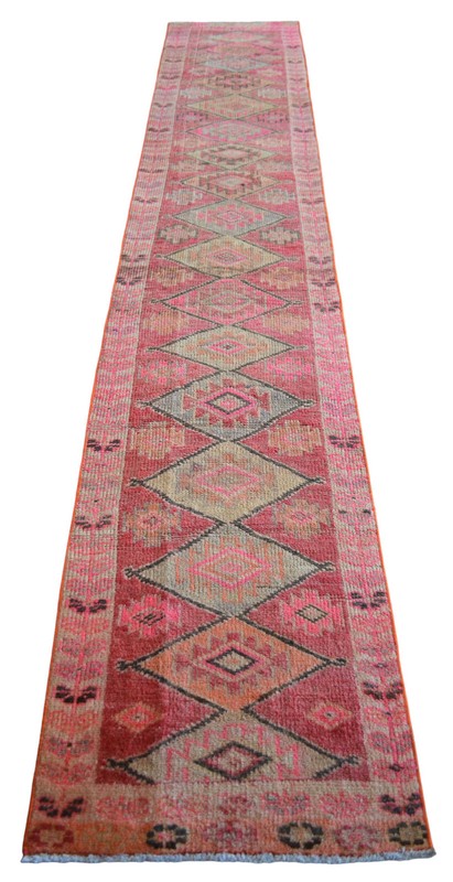 2x10 Runner Hand Made Turkish Rug Muted Color Hallway Rug Actual 1.10 x 10 ft gallery
