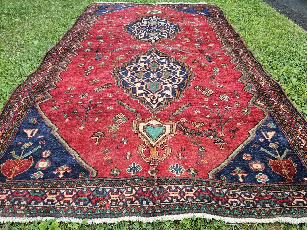 5.7 x 9.8 ANTIQUE KAZAK VINTAGE HERIZ RUG CAUCASIAN SERAPI OUSHAK KAZAK SHIRVAN