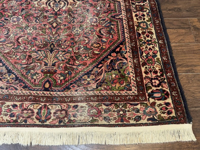 Antique Per'sian Malayer Rug 4.7 x 6.6 Tribal Rug 1920s Carpet Light Red gallery