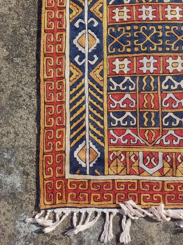Vintage Hand Woven Traditional Kashmiri Multicolor Kilim Rug Carpet 90x59 cm gallery