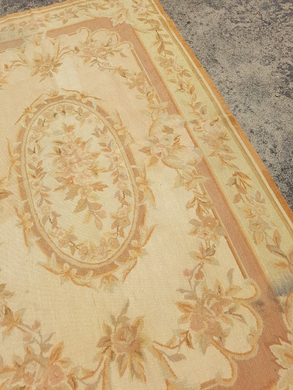 Vintage French Floral Needlepoint Handmade Multicolor Rug Wool Carpet 174x113 cm gallery