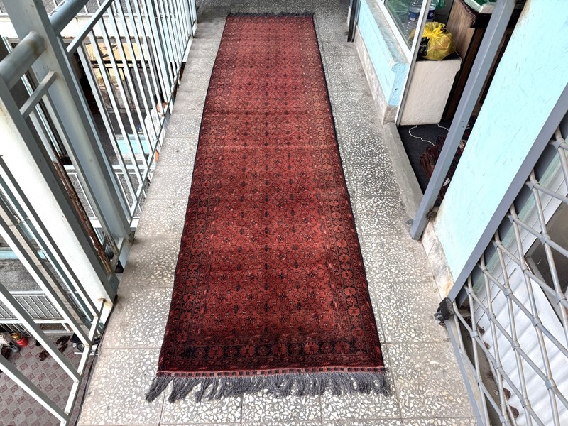 3x12 Afghan Hand Knotted Sarooq Geometric Rug Vintage Red Turkmen Runner Carpet gallery