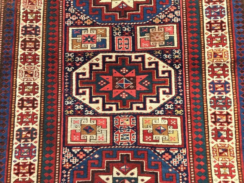 CAUCASIAN KAZAK ( MEMLING GUL ) Size : 3' 6" x 9' 3" Late 19th Century. gallery