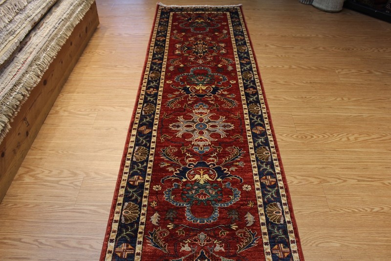 PRICE MARKED DOWN 19 ft. long Hall Runner Handmade TOP QUALITY Wool. Rust, blue, gallery
