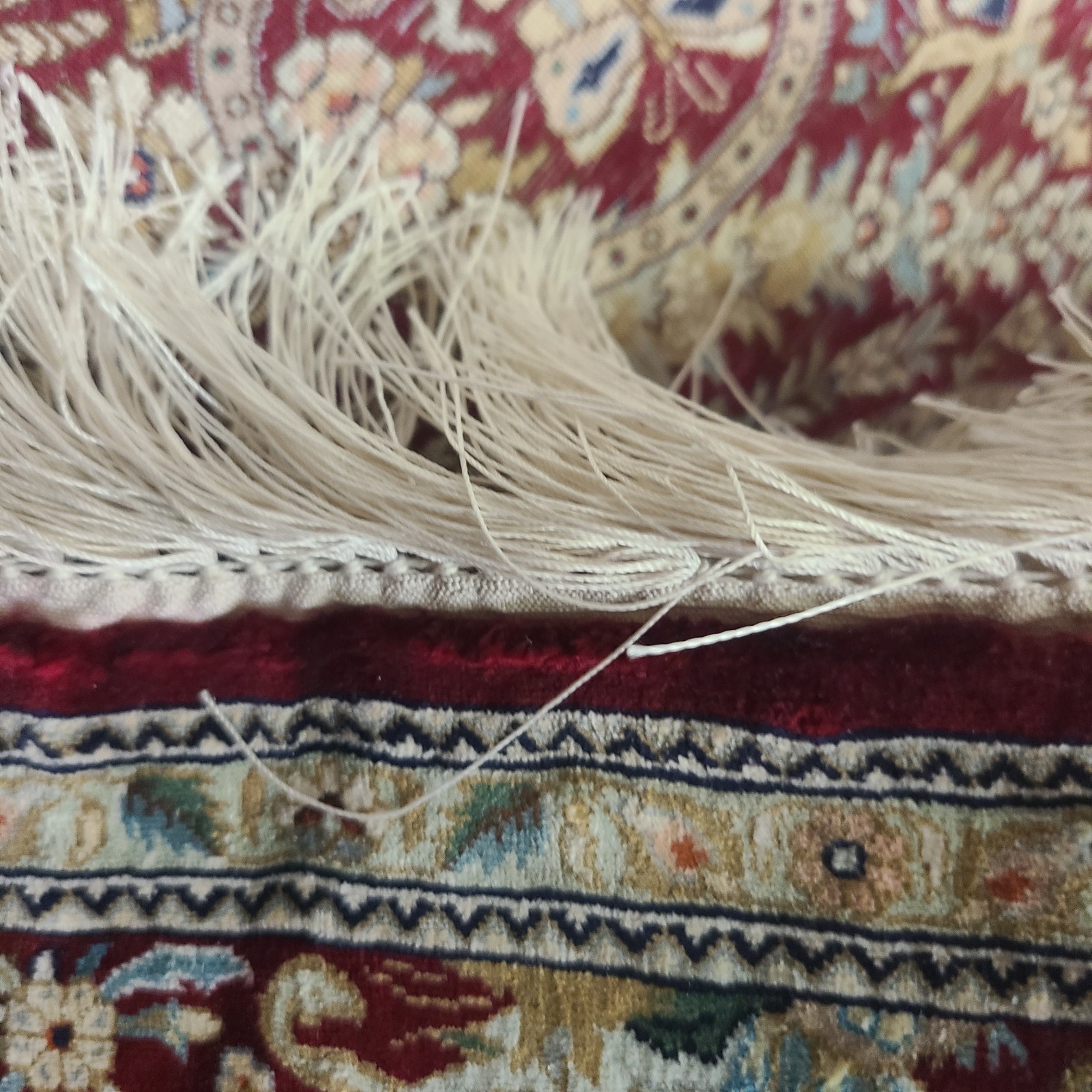 Silk Prayer Rug 37 X24 in Turkish Hereke Handmade Vintage Fine Carpet gallery