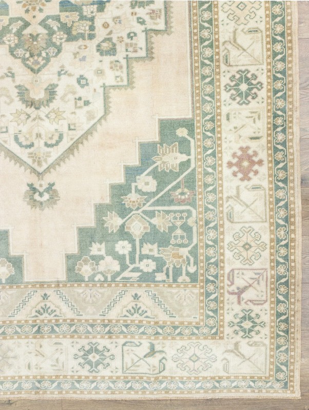 Turkish Oushak Modern Traditional Wool Area Rug Green 6.10x10.8 ft Vintage Rug gallery