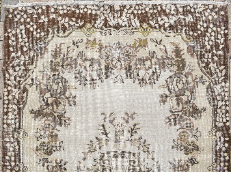Turkey Rug 46''x85'' Vintage Unique Oushak Soft Color Floral Rug 118x218cm 3x7 gallery
