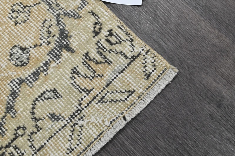 Vintage Turkish Runner Rug 2x8ft Wool Anatolian Handmade Hallway Oushak BEIGE gallery