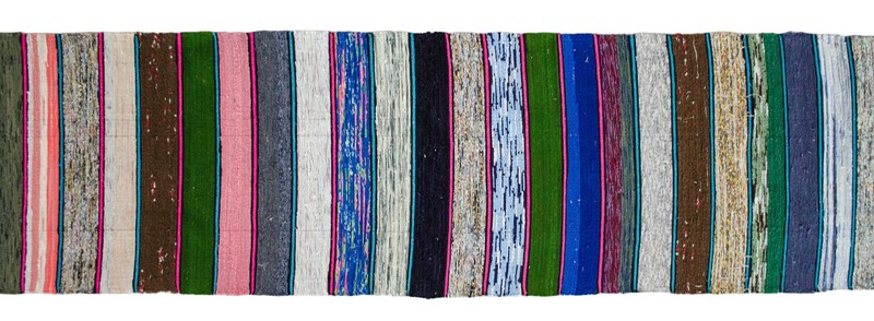 Striped Runner Rug Stair Tread Hand MADE Extra Long Kilim Ragrug 1.8 x 19.8 Ft gallery