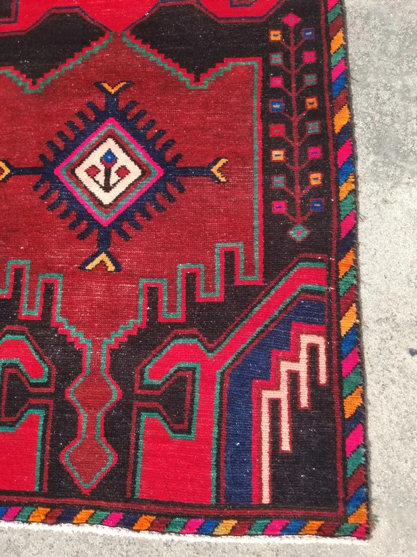 Distressed Vintage Traditional Handmade Afghan Wool Multicolor Rug 306x98cm gallery