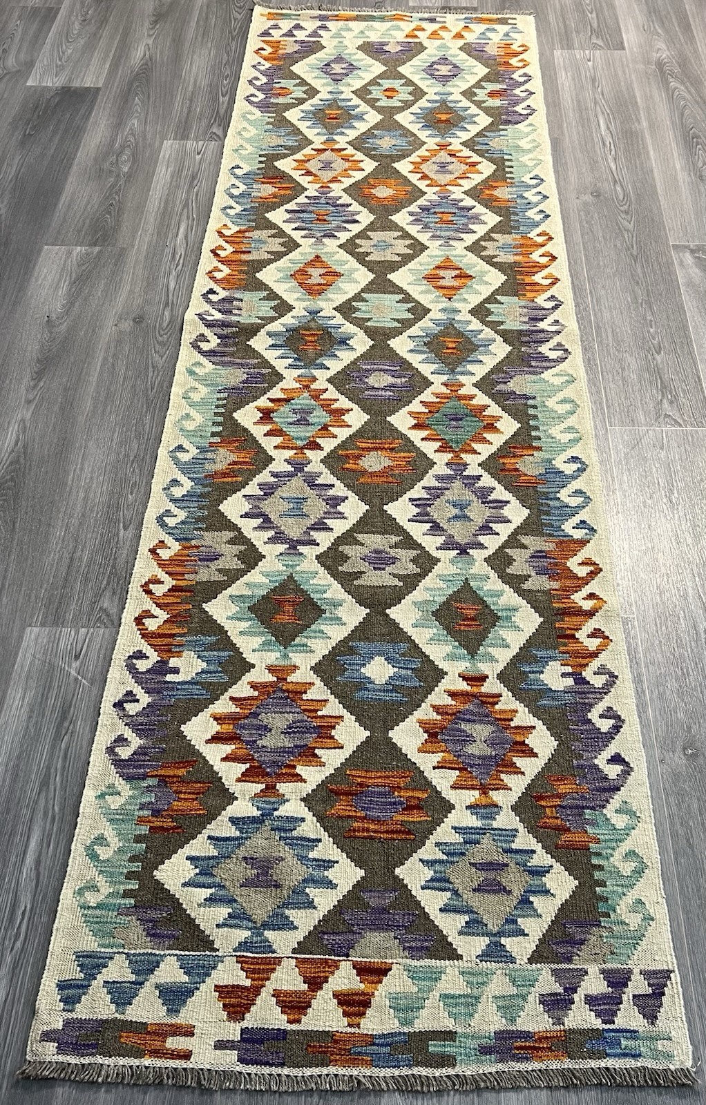 Handmade Kilim Runner wool natural colours Afghan Traditional 287cmx85cm gallery