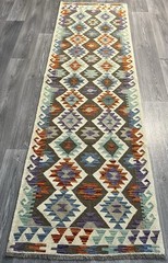 Handmade Kilim Runner wool natural colours Afghan Traditional 287cmx85cm
