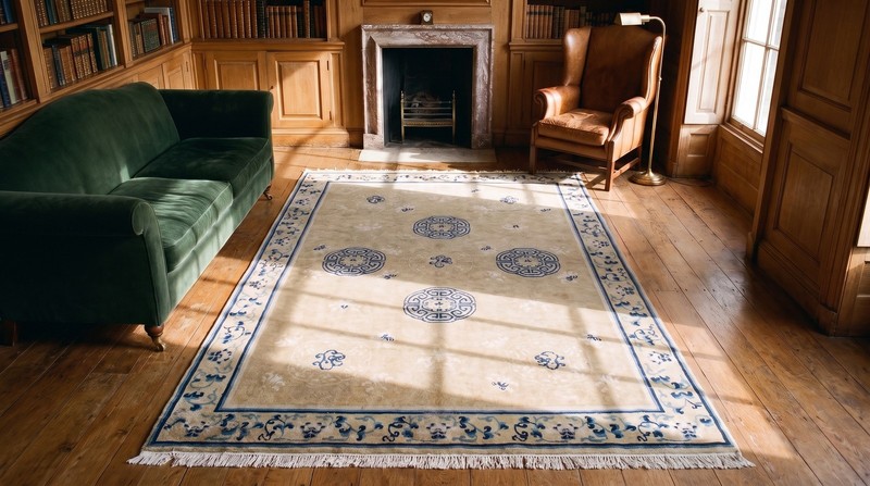 6X9 Antique Chinese Ningxia Wool Area Rug 1750 gallery