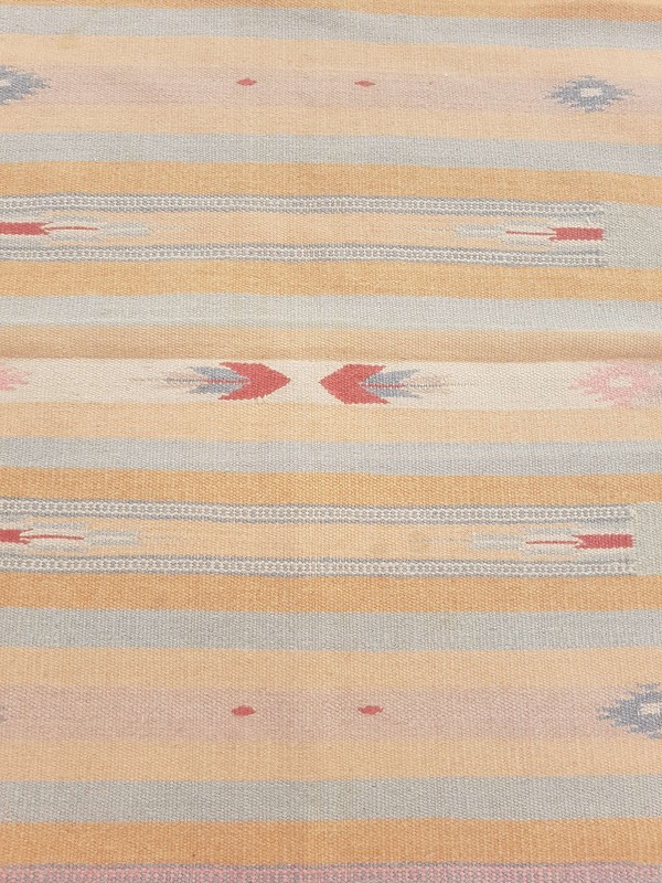 Vintage Handmade Traditional Geometric Beige Kilim Floor Rug Carpet 132x66cm gallery