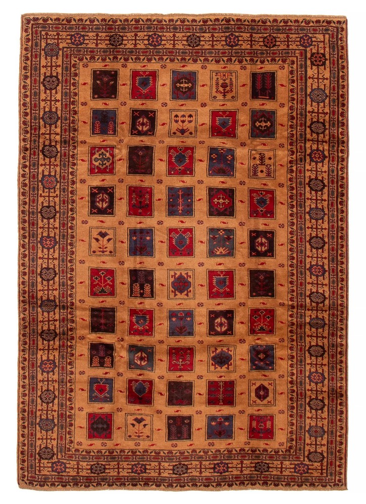Vintage Light Brown Traditional 6'4" x 9'4" Hand-Knotted Oriental Wool Area Rug