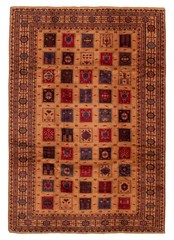 Vintage Light Brown Traditional 6’4″ x 9’4″ Hand-Knotted Oriental Wool Area Rug