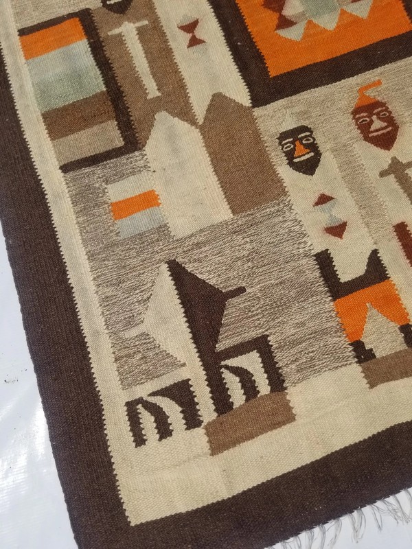 Vintage Traditional Handmade South American Wool Kilim Rug 5.0x2.9ft gallery