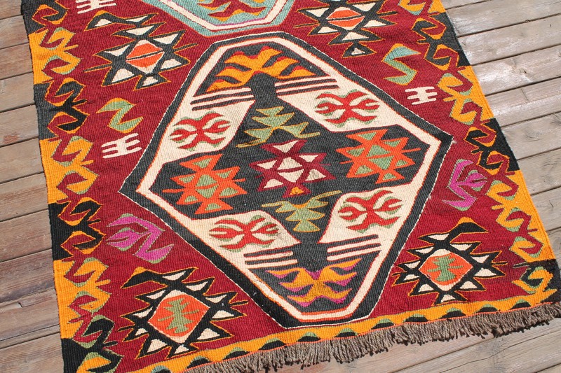 Turkish Kilim Rug 43''x115" Handwoven Adana Primitive Kilim 110x294cm Vintage gallery