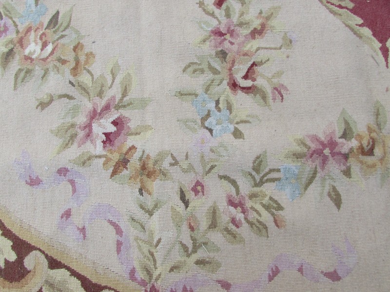 Vintage Hand Made French Design Wool Maroon Red Gold Original Aubusson 363X273cm gallery