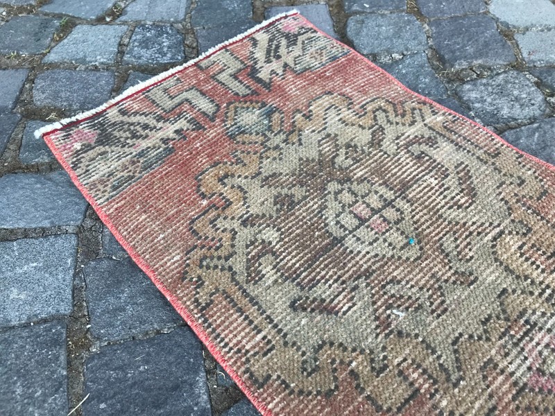 Bath Mat Rug, Oushak Kilim Rug, Turkish Vintage Rug, Home Decor Rug 1,3 x 2,3 ft gallery