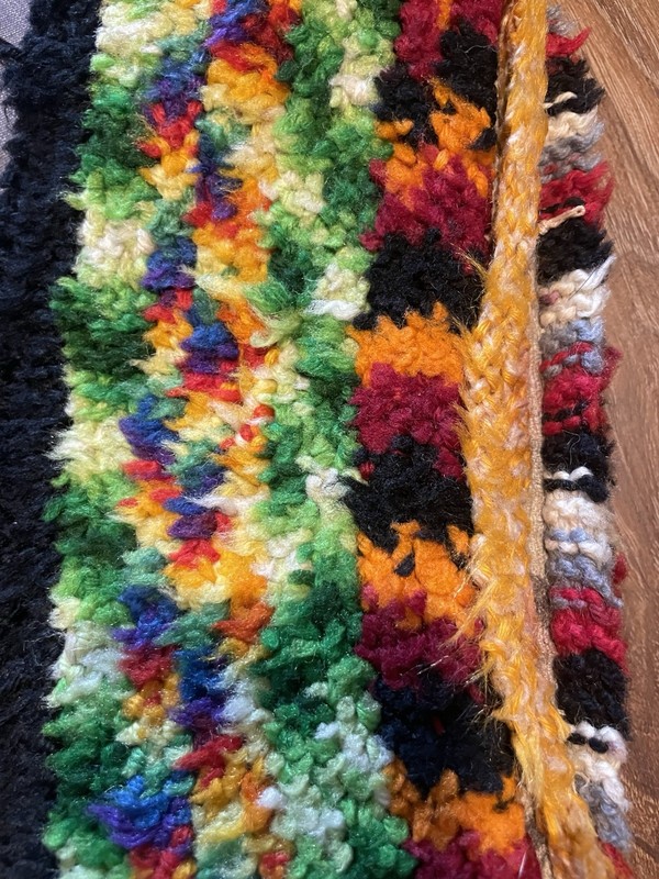 Vintage 60s 70s Rug hand hooked 40 inch Circle Multicolored Bohemian Decor gallery