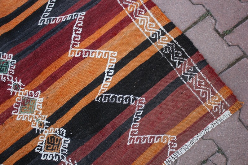 Unique Authentic Cappadocia Carpet Turkish Vintage Hand Knotted Kilim Rug 4x8 ft gallery