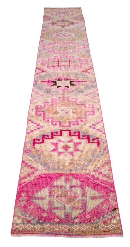 Turkish Runner Rug Hand Made Rug, Tribal Rug, Narrow Runner, PINK Rug 2 x 11 ft gallery